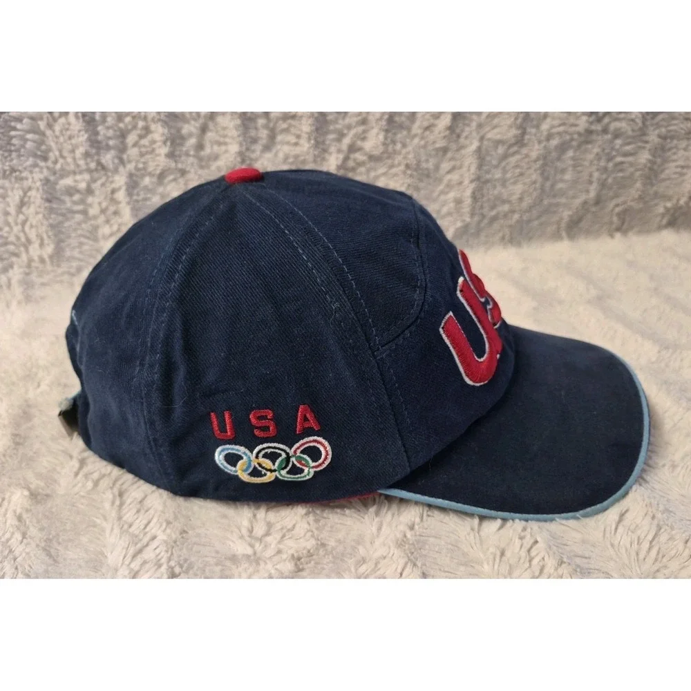 Vintage 2002 Olympics Winter USA by Roots Blue/Red Hat Cap Adjustable Strapback